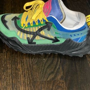 Off white sneakers.  Multicolored